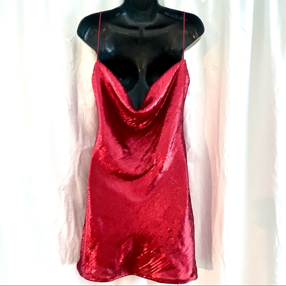 Zara Red Sequin Mini Dress - Great Party Dress - Blogger Fave - Size S - Picture 5 of 7